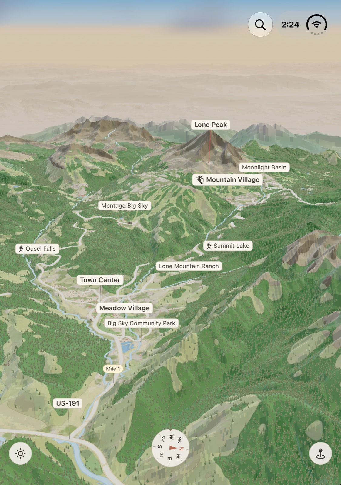 Laptop pose: the 3D valley map fills the screen, with the fold running across the middle of it.